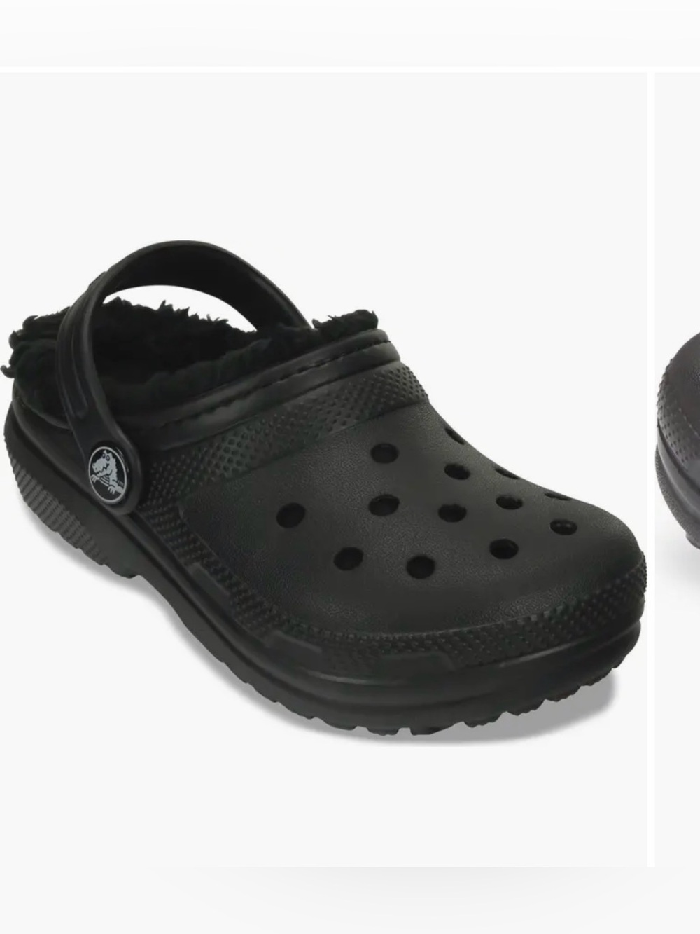 CROCS Kids Black Faux-Fur Lined Clog 11 *Flaw - Picture 1 of 5
